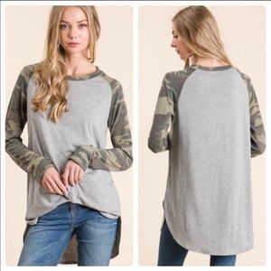 Gray Camo Long Sleeve T Shirt